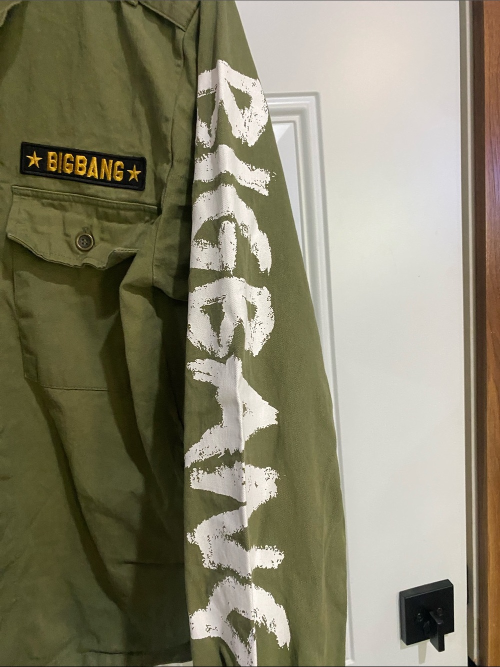 Olive Green Men's Graphic Military Jean Jacket bigbang - Picture 4 of 9